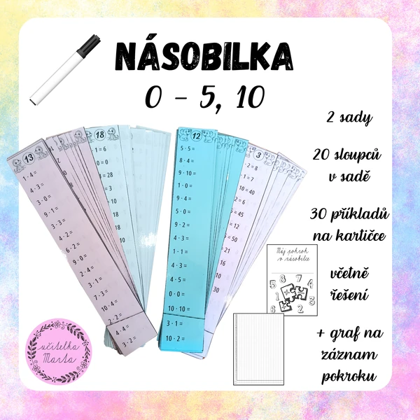 Sloupečky na násobilku 0-5, 10