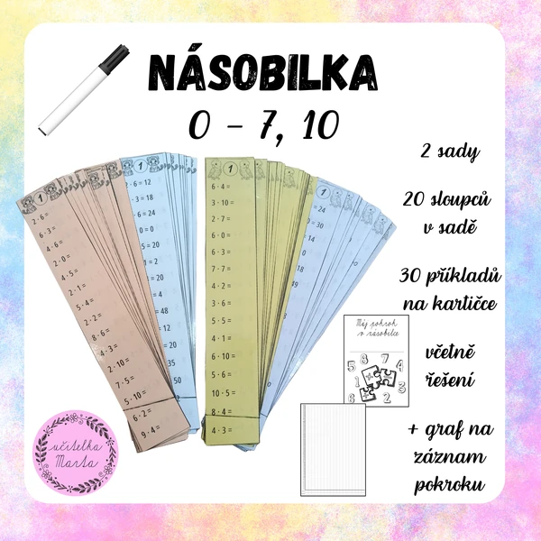 Sloupečky na násobilku 0-7, 10