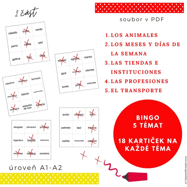 Bingo ve španělštině - 2. část
