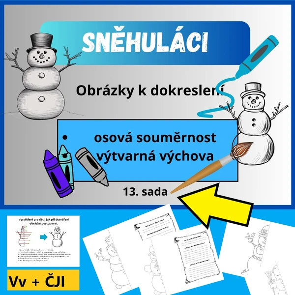 OSOVÁ SOUMĚRNOST - SNĚHULÁCI + sloh (popisování) - 13. sada