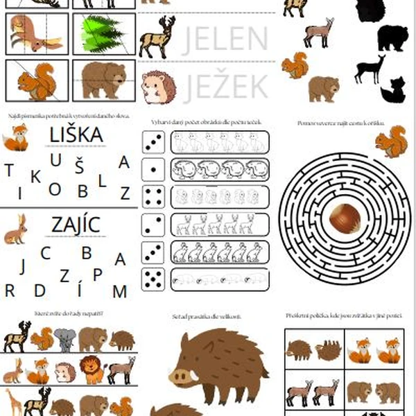 Lesní zvěř - pracovní listy