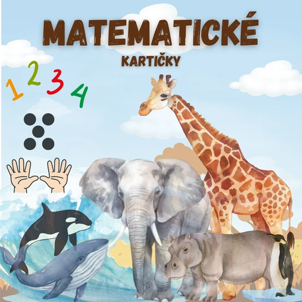 Matematické dovednosti - kartičky - čísla a grafická znázornění čísel pomocí zvířátek