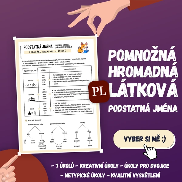 Podstatná jména - hromadná, pomnožná a látková