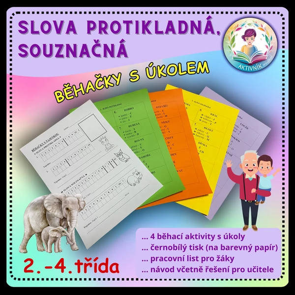 SLOVA PROTIKLADNÁ, SOUZNAČNÁ - běhačky s tajenkou