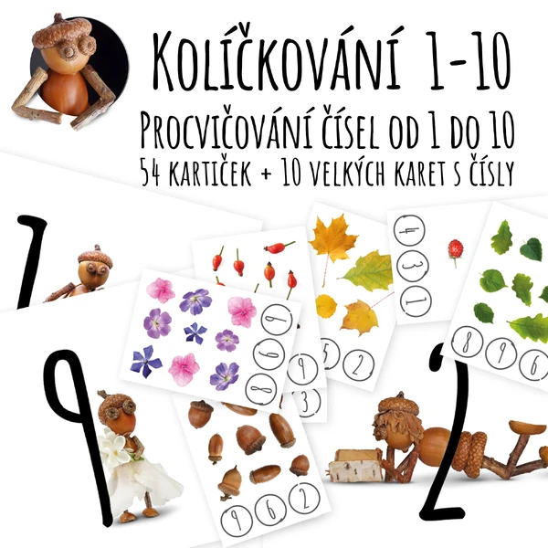Kolíčkování - Procvičování čísel od 1 do 10