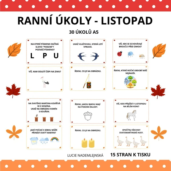 RANNÍ ÚKOLY - LISTOPAD