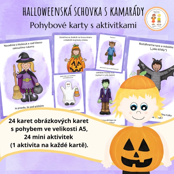 Haloweenská schovka s kamarády - Pohybové karty s mini aktivitami