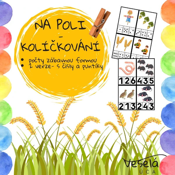 PODZIM NA POLI- kolíčkovací karty, počty