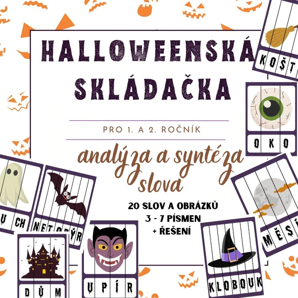 Halloweenská skládačka - analýza a syntéza slov