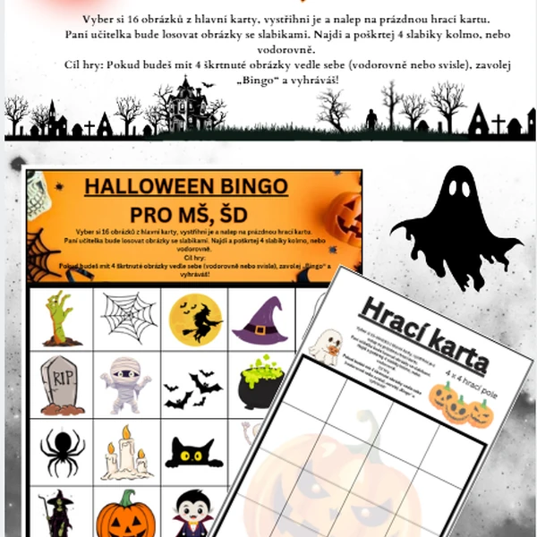 Bingo Halloween MŠ, ŠD.