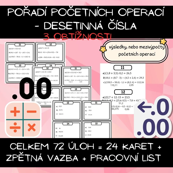 Pořadí početních operací - desetinná čísla