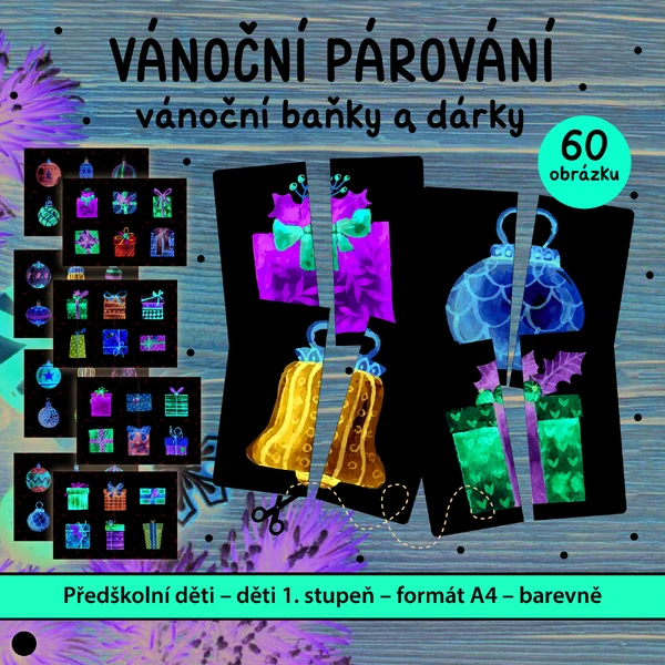 Párování vánočních baněk a dárků 