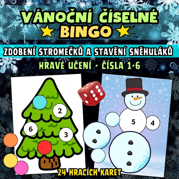 VÁNOČNÍ ČÍSELNÉ BINGO 