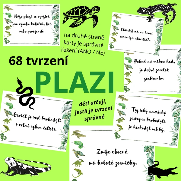 Tvrzení - plazi (68 tvrzení, kontrola na druhé straně)