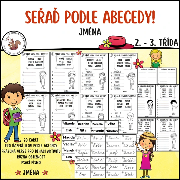 Seřaď slova podle abecedy - jména