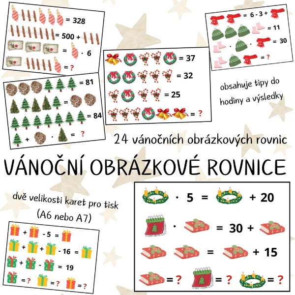OBRÁZKOVÉ ROVNICE - Vánoce (24 zadání)