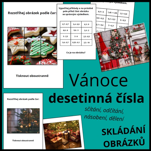 Vánoční matematika - desetinná čísla (SKLÁDÁNÍ OBRÁZKŮ)
