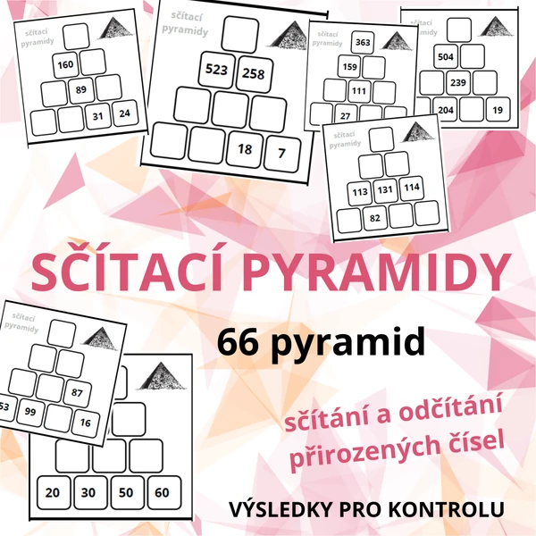 Sčítací pyramidy (66 karet a výsledky) - přirozená čísla