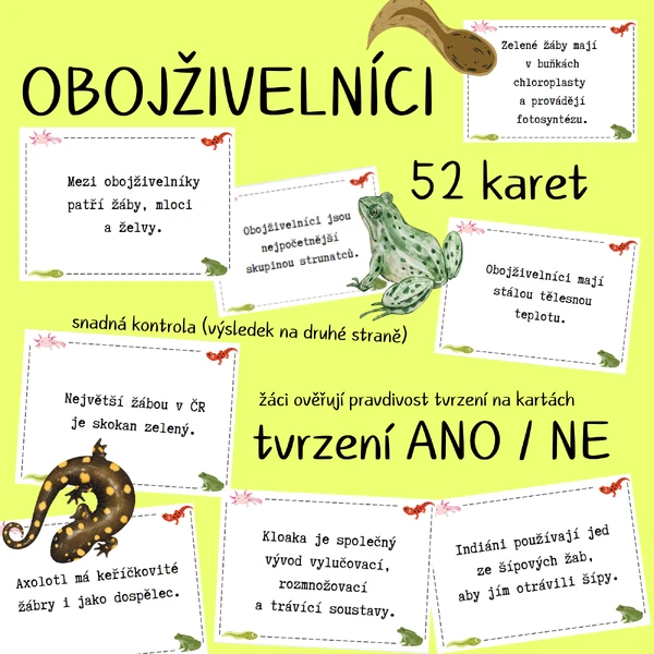 Obojživelníci - tvrzení (52 karet)