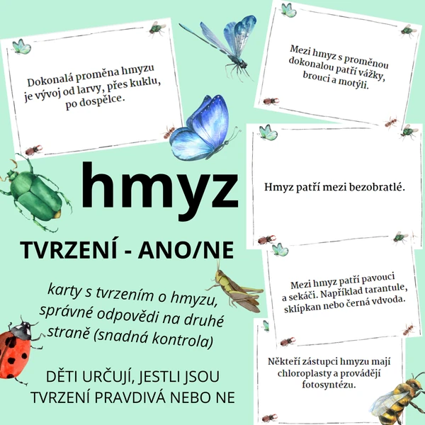HMYZ - tvrzení ANO/NE (56 karet)