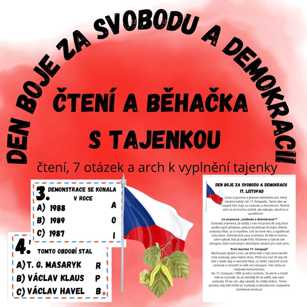 Den boje za svobodu a demokracii - 17. listopad - čtení a běhačka s tajenkou