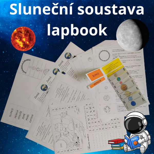 Sluneční soustava - lapbook, omalovánka, čtyřsměrka 1/3