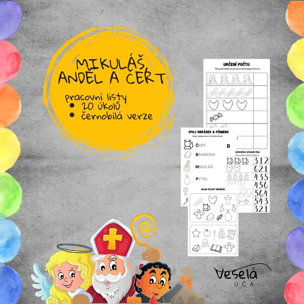 MIKULÁŠ, ANDĚL A ČERT- PRACOVNÍ LISTY