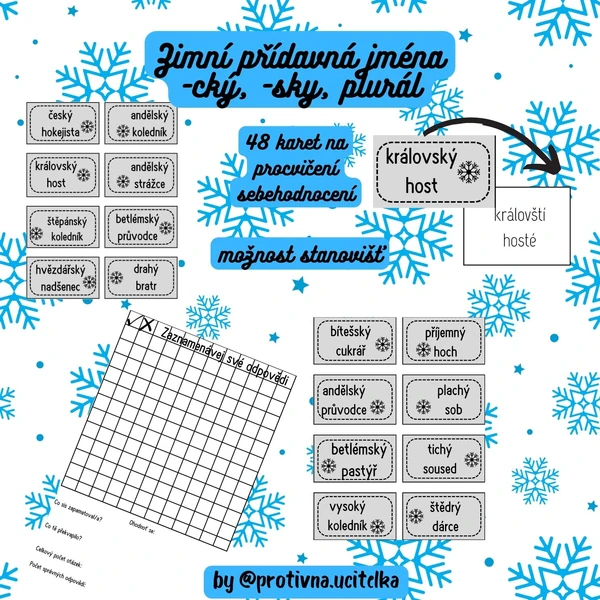 Zimní přídavná jména, -ský (-ští), -cký (-čtí), plurál