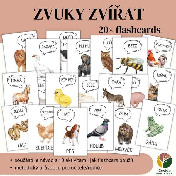 Zvuky zvířat - flashcards