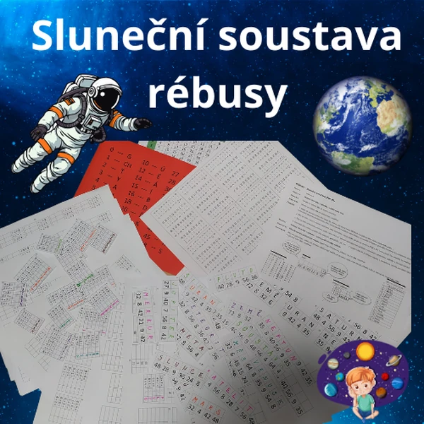 Sluneční soustava - rébusy, šifrovací tabulka 2/3