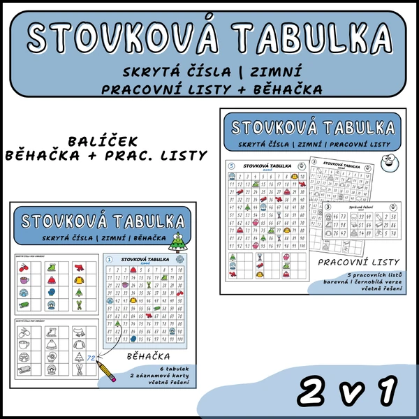 Zimní stovková tabulka (skrytá čísla) - výhodný balíček