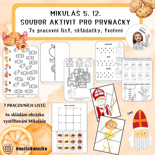 MIKULÁŠ - PRACOVNÍ LISTY, SKLÁDAČKY, VYRÁBĚNÍ