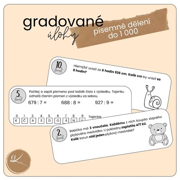 Gradované úlohy - písemné dělení do 1 000