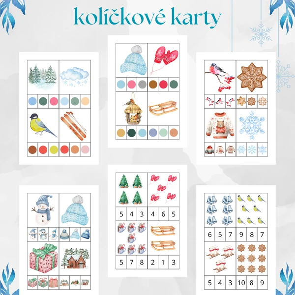 Zima - kolíčkové karty