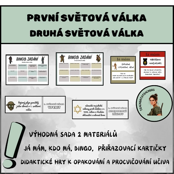 PRVNÍ A DRUHÁ SVĚTOVÁ VÁLKA - VÝHODNÁ SADA (didaktické hry)