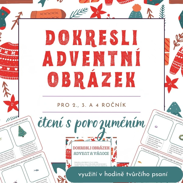 Dokresli obrázek - ADVENT a VÁNOCE - čtení s porozuměním