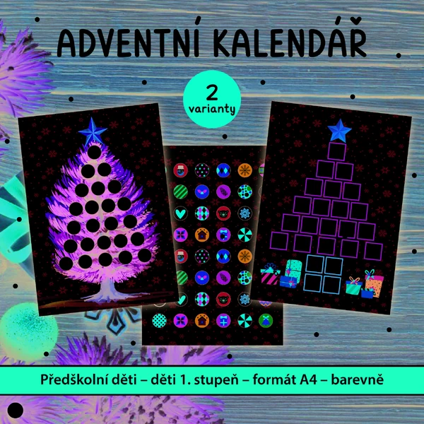 Adventní kalendář s vánočními baňkami (2 varianty)