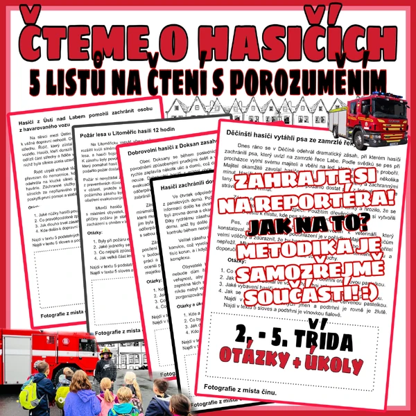 Čteme o hasičích - 5 listů čtení s porozuměním