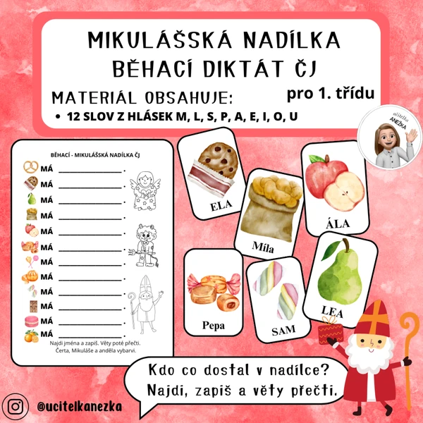MIKULÁŠSKÁ NADÍLKA - BĚHACÍ DIKTÁT ČJ