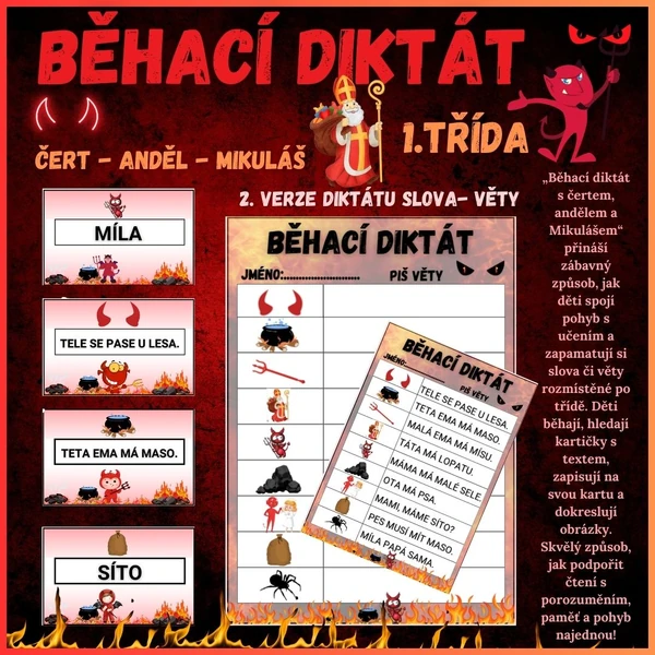 BĚHACÍ DIKTÁT - ČERT - ANDĚL - MIKULÁŠ 1. TŘÍDA SLOVA, VĚTY