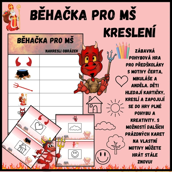 BĚHAČKA pro předškoláky - ČERT, ANDĚL, MIKULÁŠ - KRESLENÍ