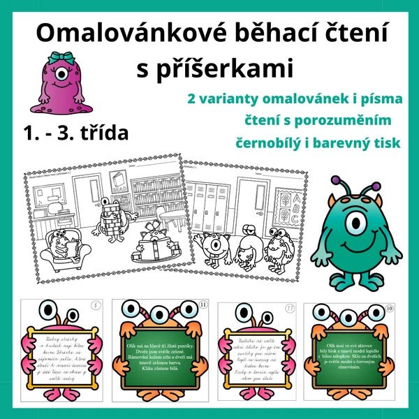 Omalovánkové běhací čtení s příšerkami