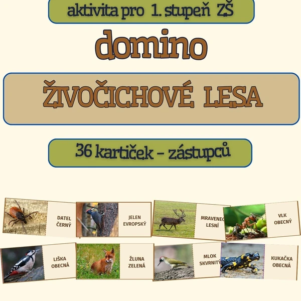 DOMINO - ŽIVOČICHOVÉ LESA (1. stupeň)