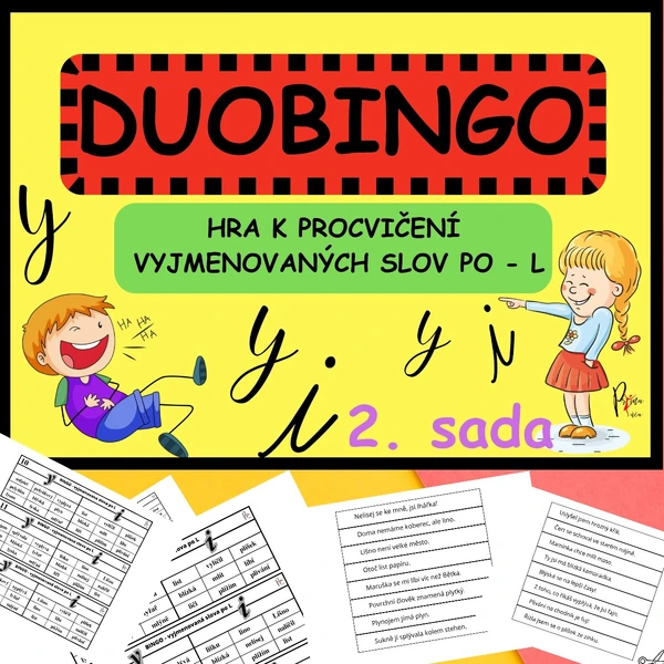 VYJMENOVANÁ SLOVA PO L - DUOBINGO - HRA K PROCVIČENÍ - 2. SADA