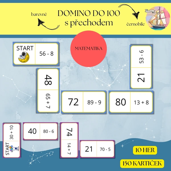Domino do 100 s přechodem (10 her)