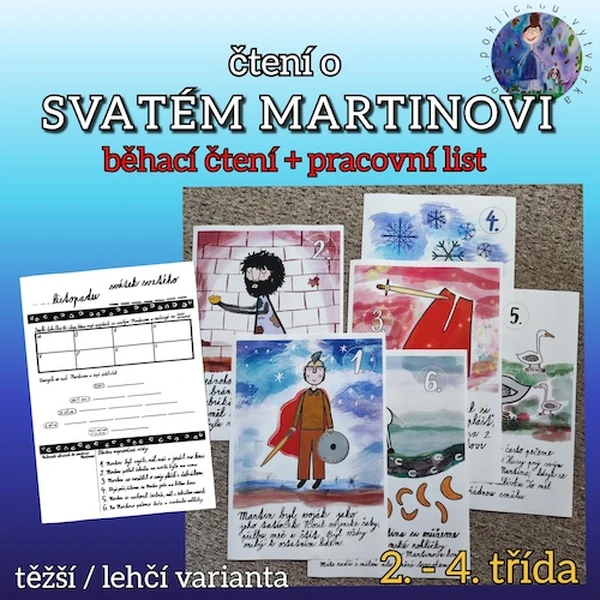 Čtení o svatém Martinovi - běhací čtení + pracovní list