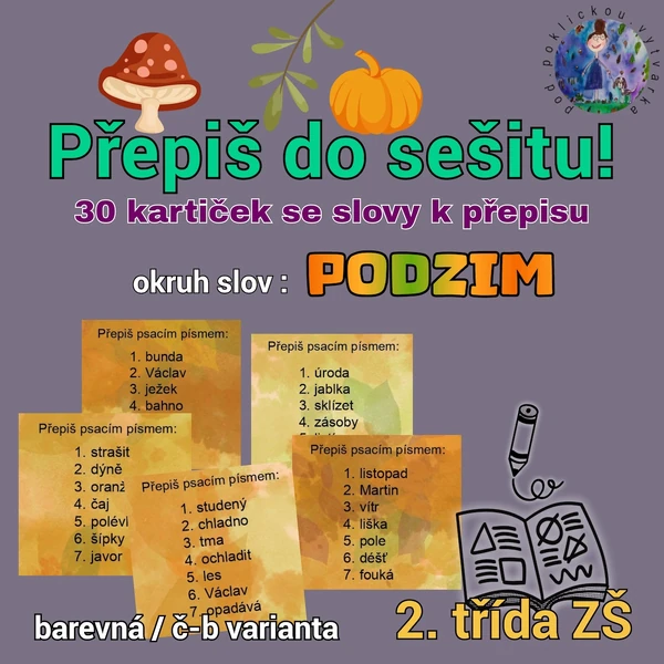 Přepiš do sešitu! 30 kartiček k přepisu slov