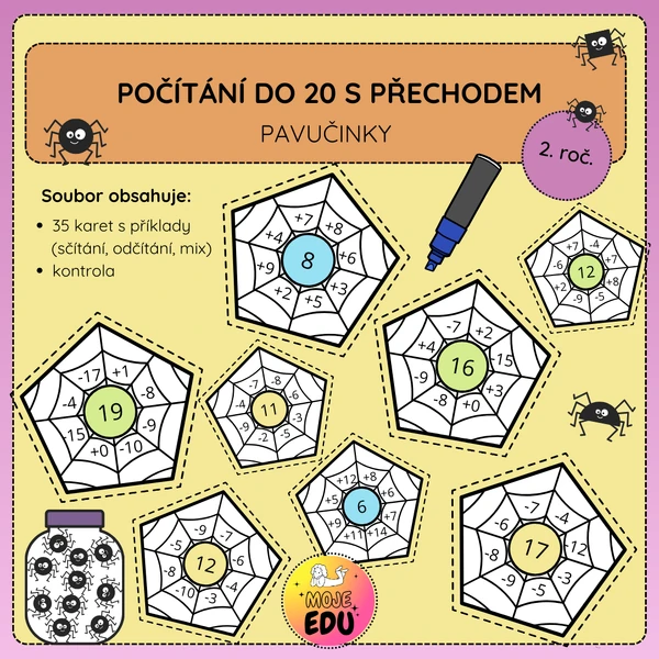 Počítání do 20 s přechodem - pavučinky