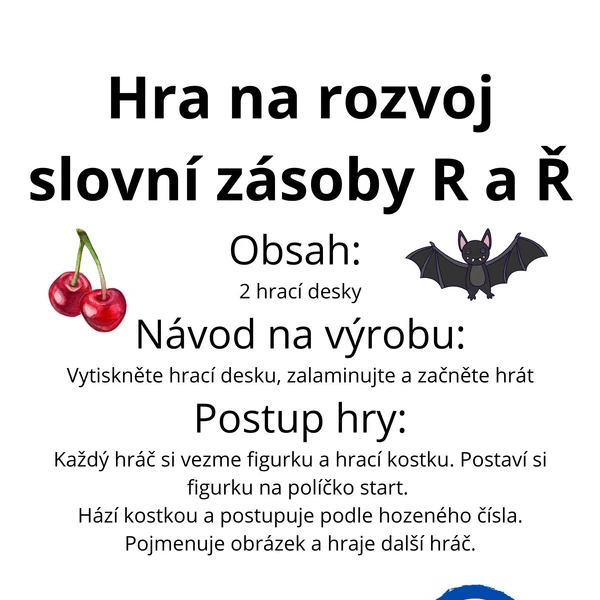 Hra na rozvoj slovní zásoby - písmeno R a Ř