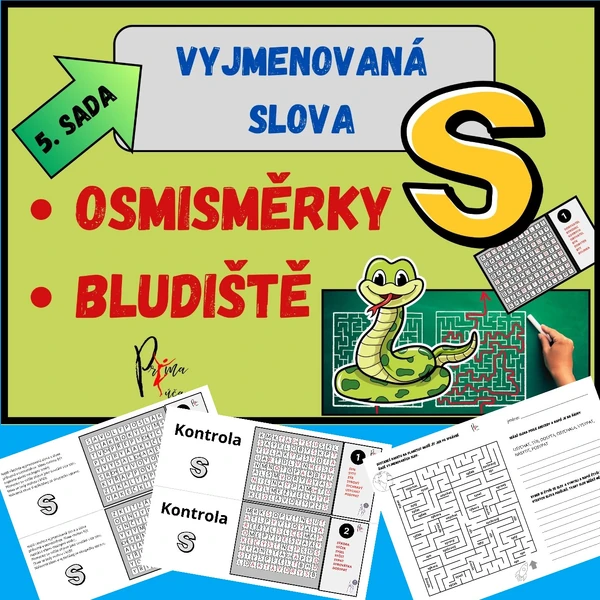 VYJMENOVANÁ SLOVA PO - S - osmisměrky, bludiště.